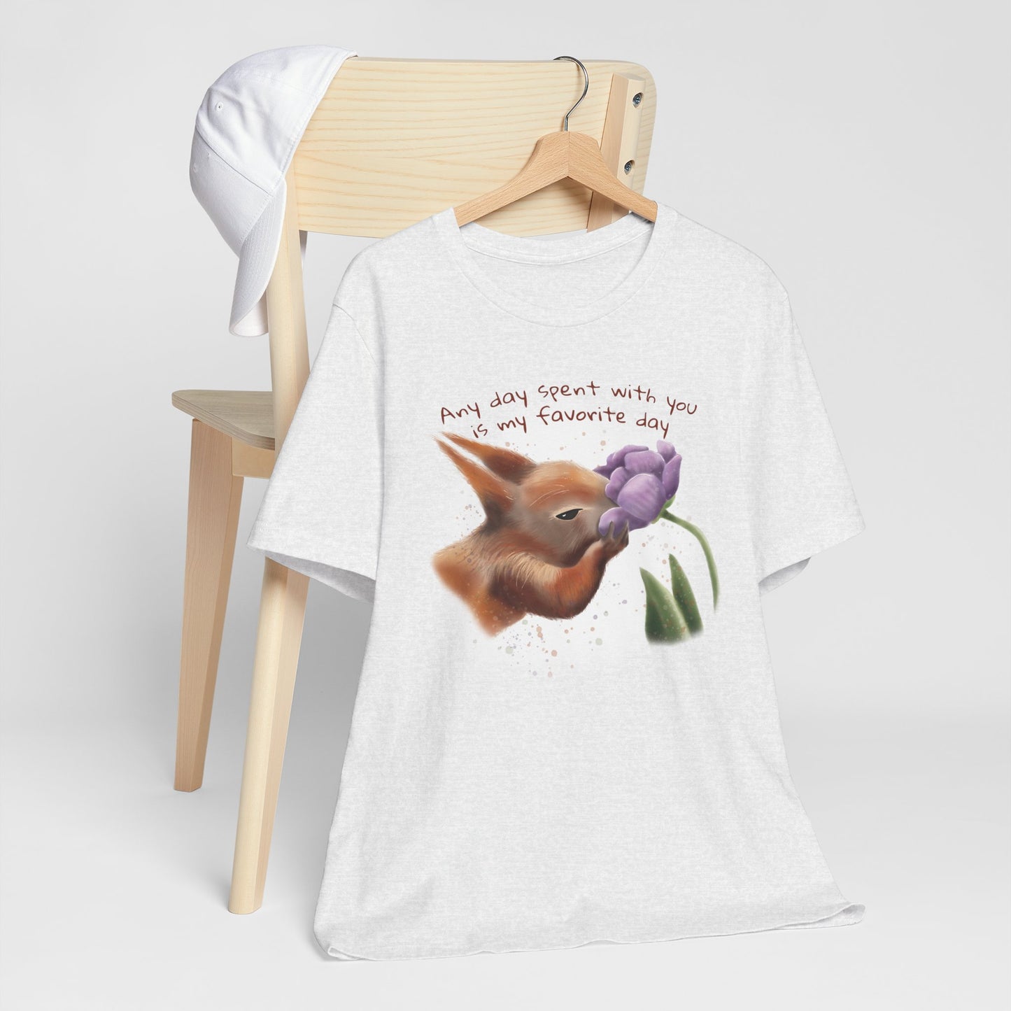 Squirrel and Tulip - Adult T-shirt