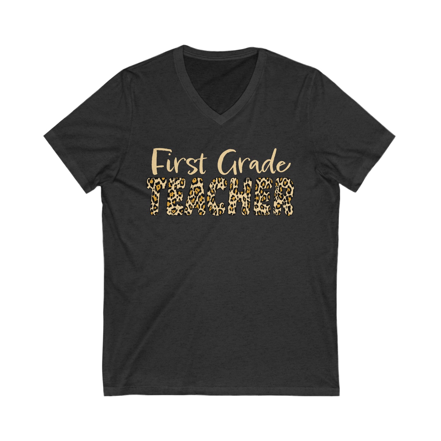 First Grade TEACHER in Leopard print - V-Neck Tee