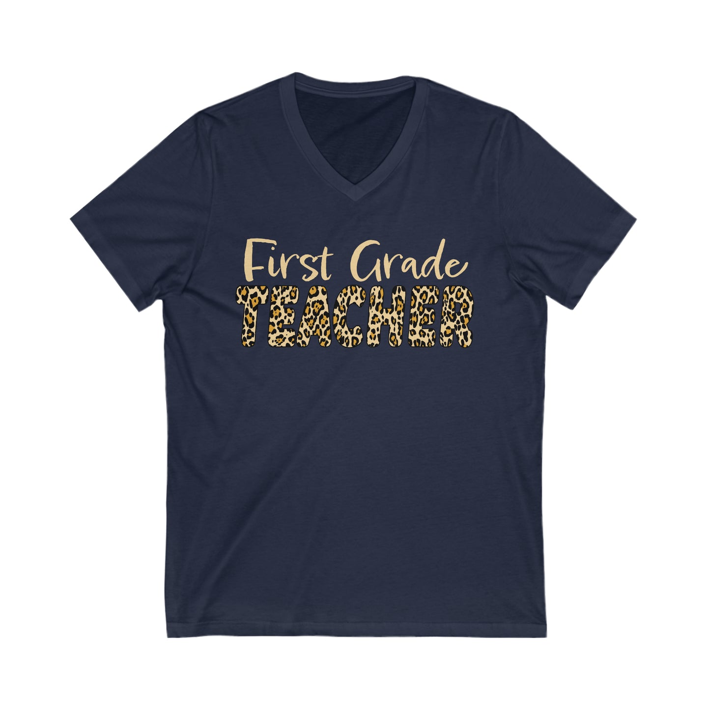 First Grade TEACHER in Leopard print - V-Neck Tee