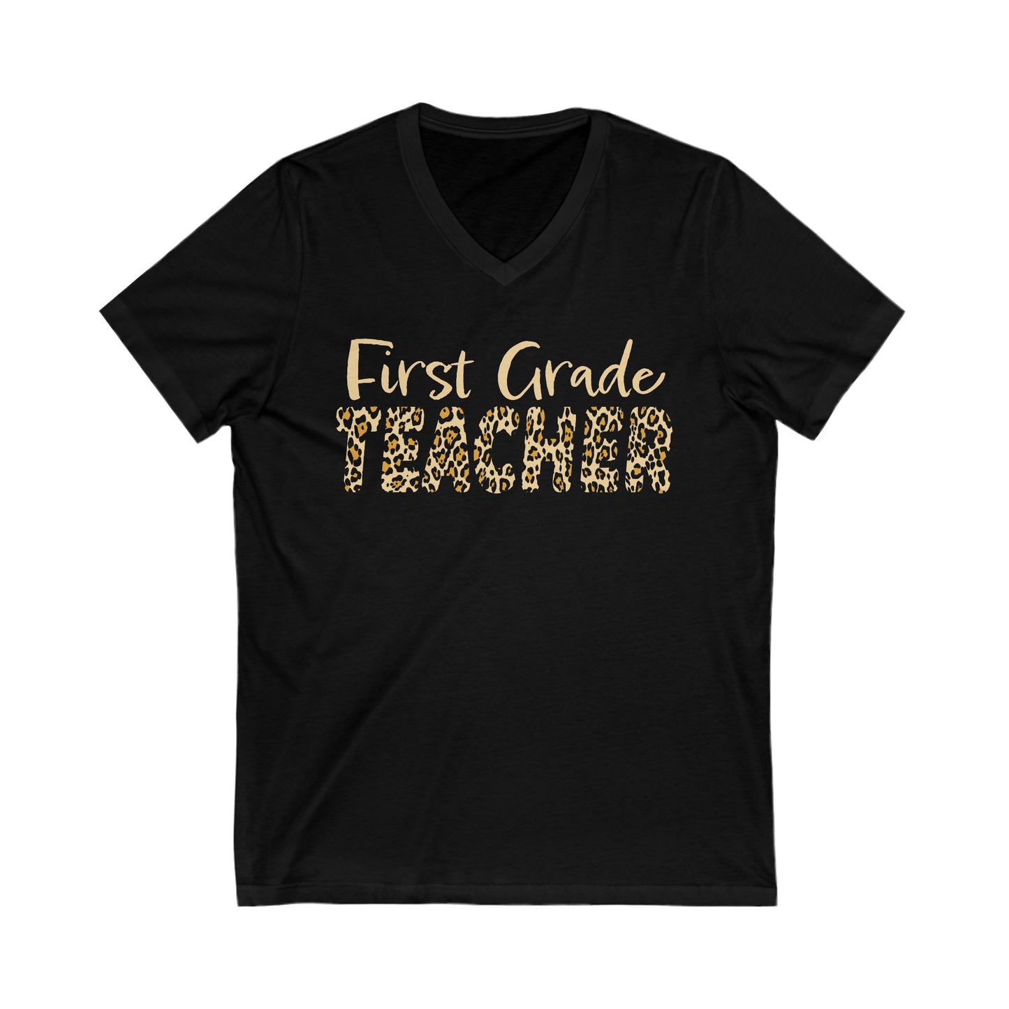 First Grade TEACHER in Leopard print - V-Neck Tee