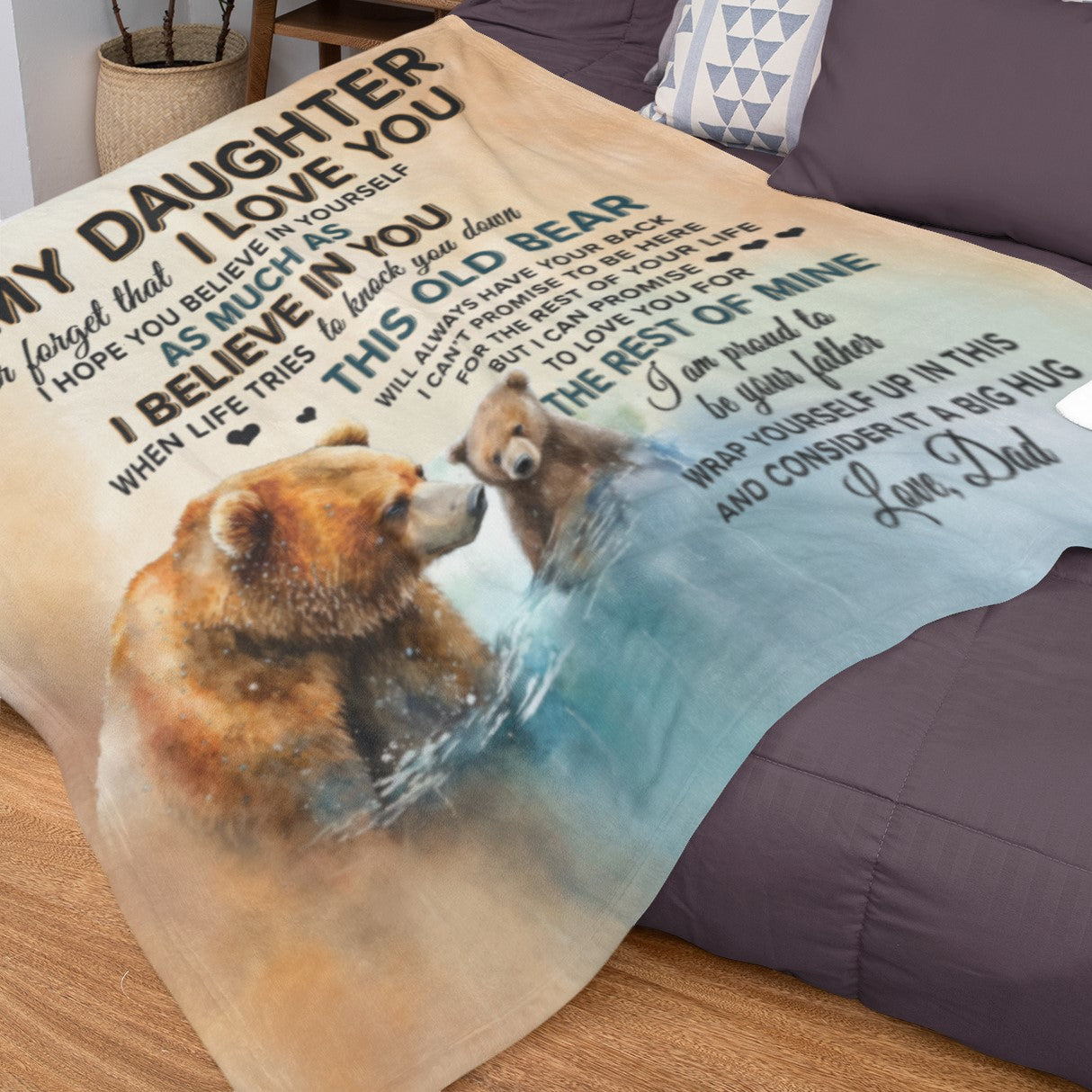 This Old Bear - To My Daughter - Love Dad - Velveteen Plush or Sherpa Blanket