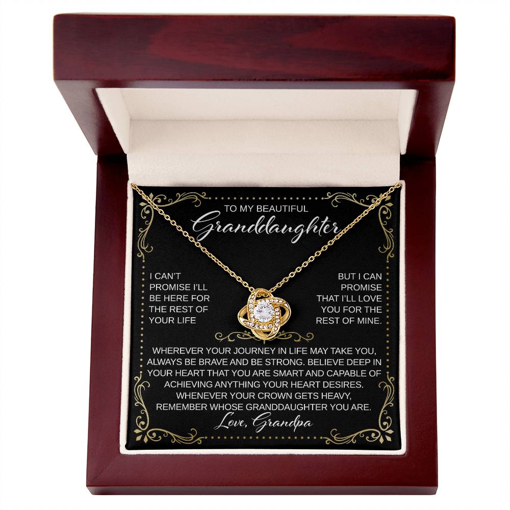 To My Granddaughter - From Grandpa - Believe Deep in Your Heart - Love Knot Necklace - Gift for Birthday, Christmas, or Special Occasion