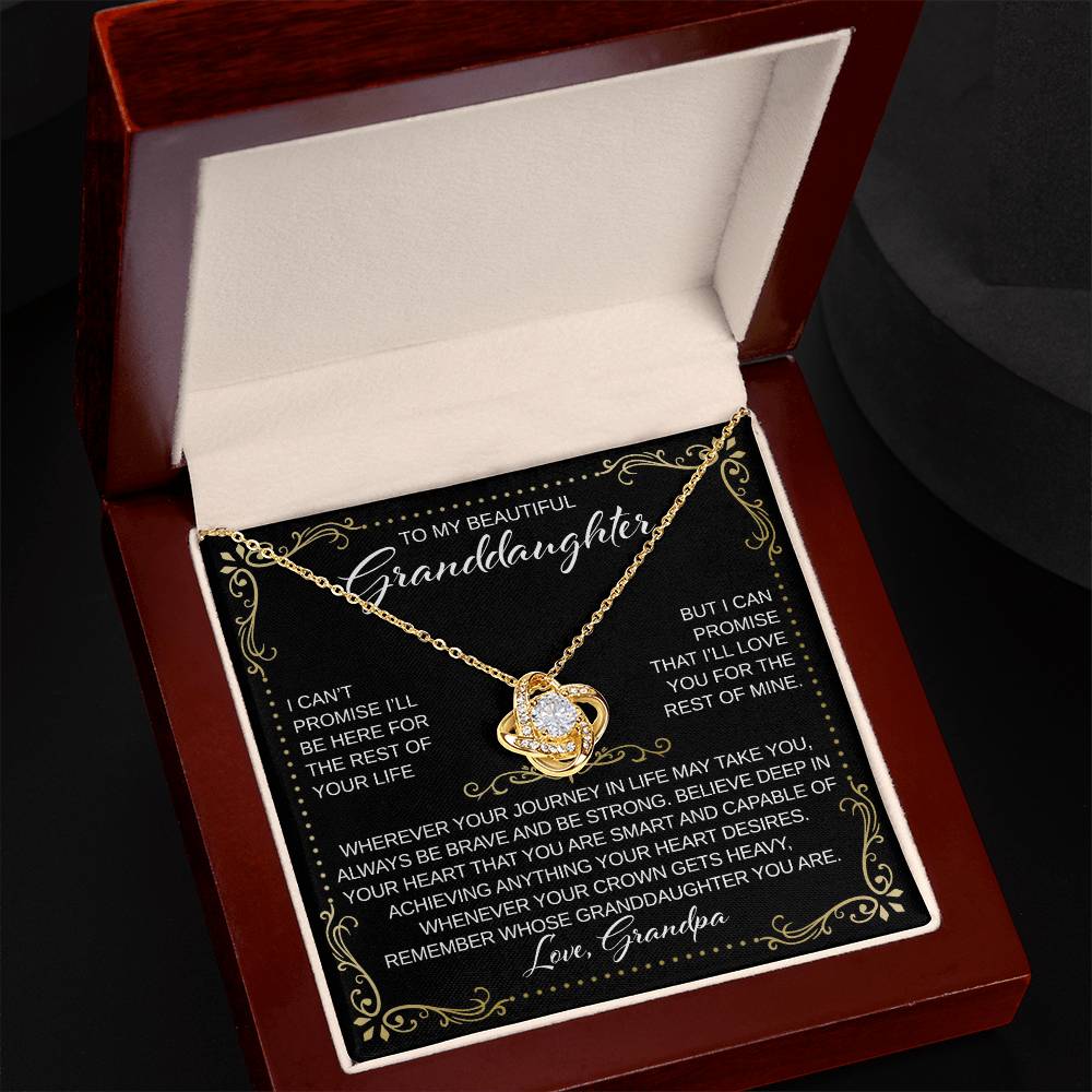 To My Granddaughter - From Grandpa - Believe Deep in Your Heart - Love Knot Necklace - Gift for Birthday, Christmas, or Special Occasion