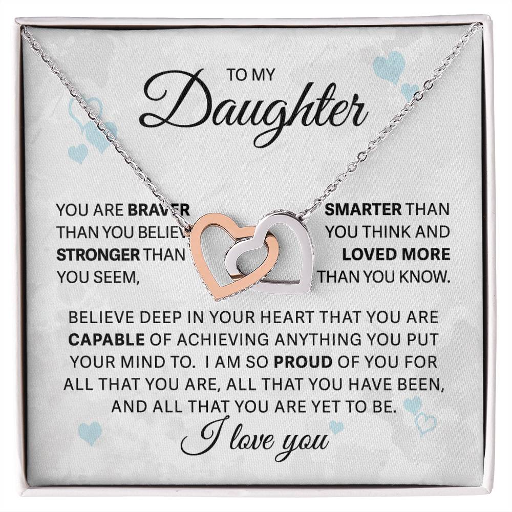 To My Daughter - Loved More Than You Know - Interlocking Hearts Necklace - Gift for Birthday, Christmas, or Special Occasion