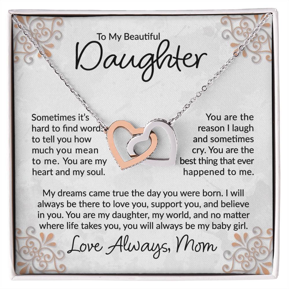 To My Beautiful Daughter - You Are The Best Thing - Interlocking Hearts Necklace - Gift for Birthday, Christmas, or Special Occasion