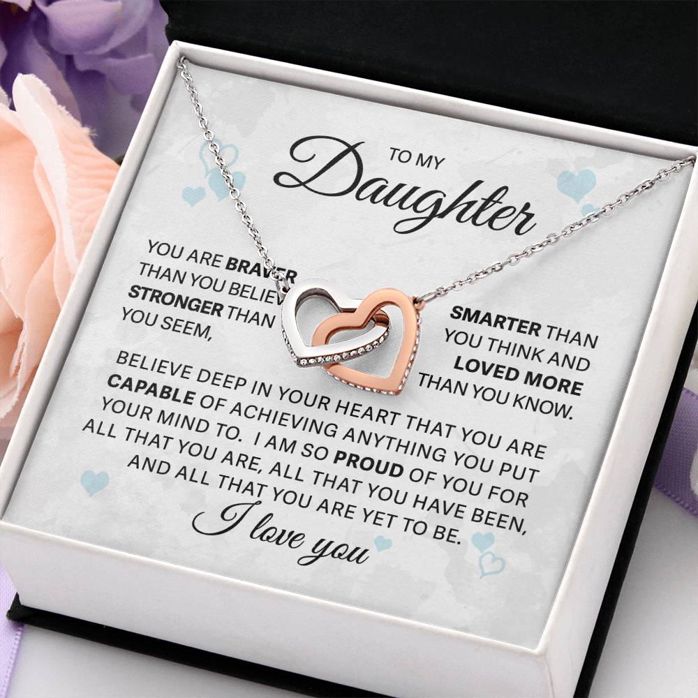To My Daughter - Loved More Than You Know - Interlocking Hearts Necklace - Gift for Birthday, Christmas, or Special Occasion