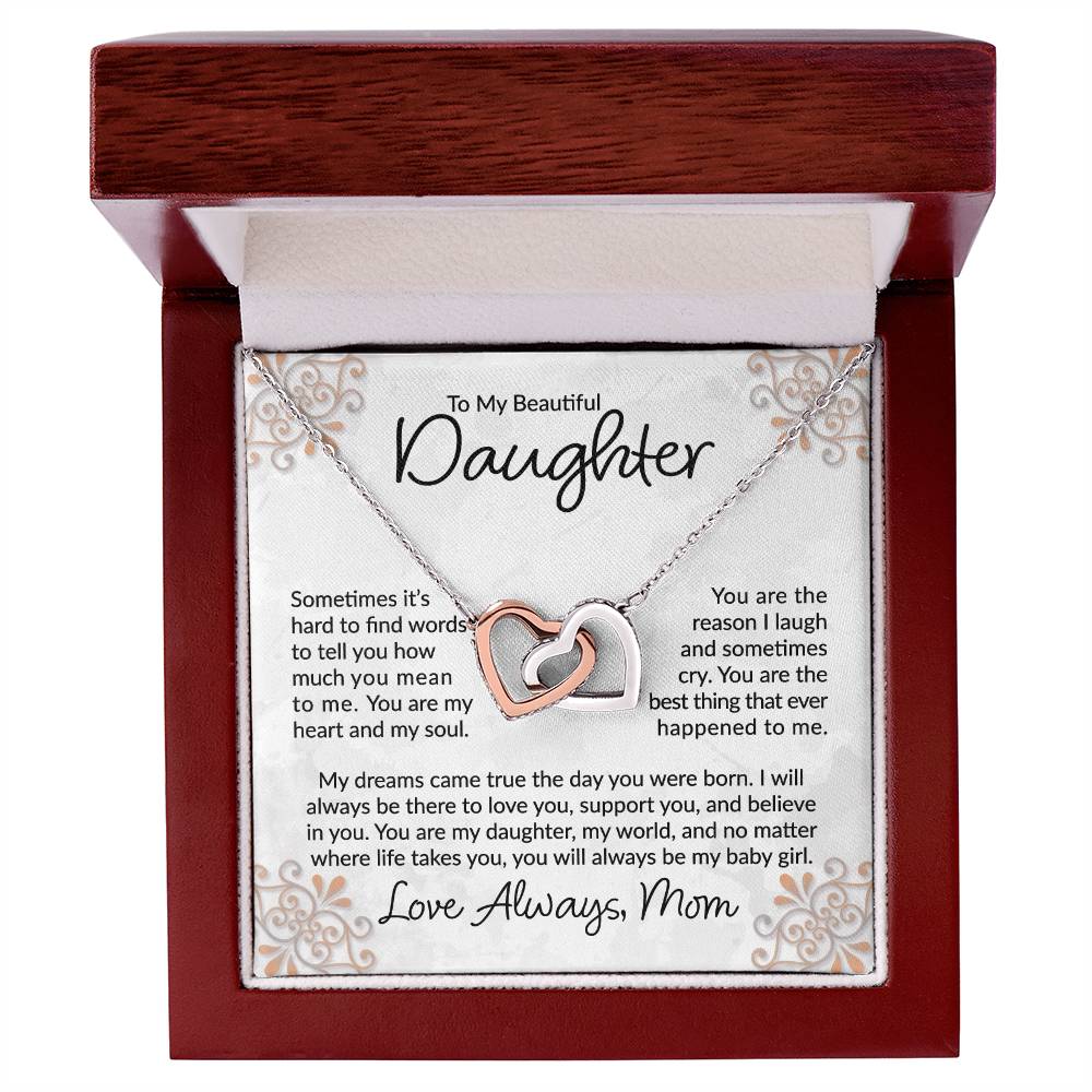 To My Beautiful Daughter - You Are The Best Thing - Interlocking Hearts Necklace - Gift for Birthday, Christmas, or Special Occasion
