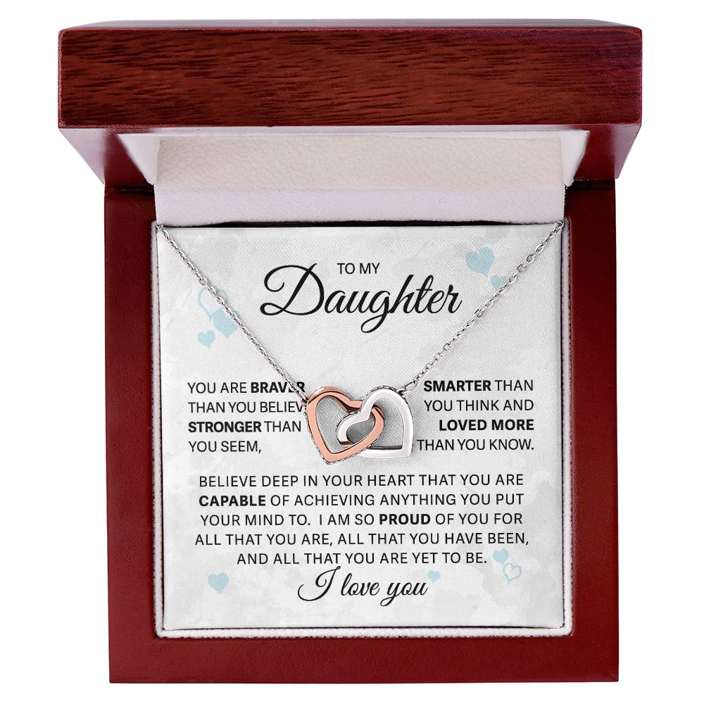To My Daughter - Loved More Than You Know - Interlocking Hearts Necklace - Gift for Birthday, Christmas, or Special Occasion