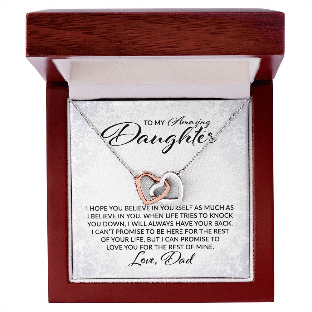 To My Amazing Daughter - I Believe in You, Love, Dad - Interlocking Hearts Necklace - Gift for Birthday, Christmas, or Special Occasion