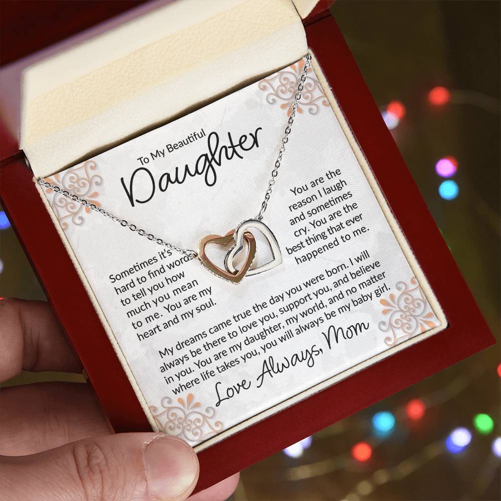 To My Beautiful Daughter - You Are The Best Thing - Interlocking Hearts Necklace - Gift for Birthday, Christmas, or Special Occasion