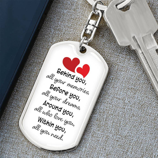 Dog Tag Keychain - Hearts - Memories - Gift for Graduation, Birthday or Holiday