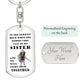 DnD Sister - Fighter - Dog Tag Keychain - Gift for Friend Birthday or Holiday