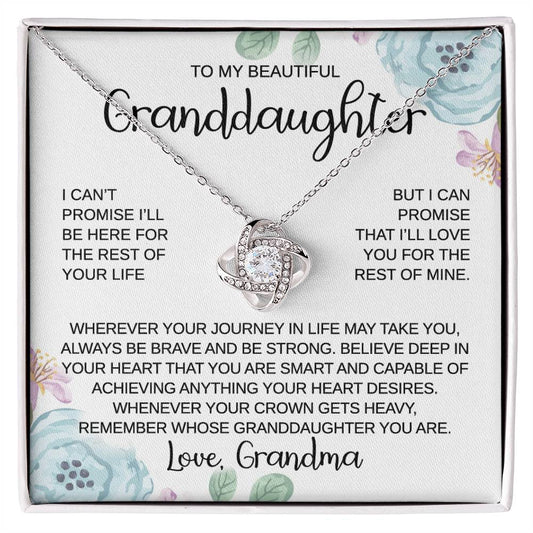 To My Granddaughter - Journey In Life - Love Knot Necklace - Gift for Birthday, Christmas, or Special Occasion